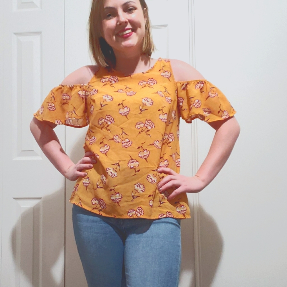 Small burnt orange drop sleeve top